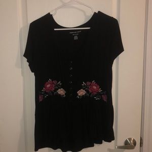 Black floral American eagle shirt
